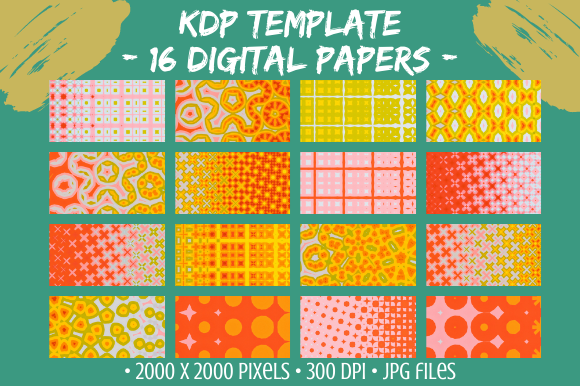 16 Orange Springy Digital Paper Patterns