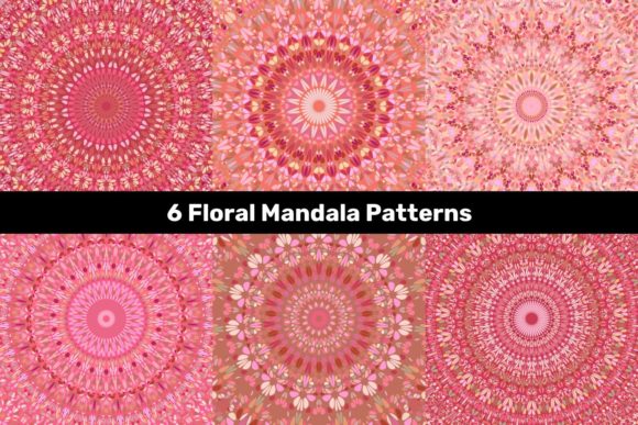 6 Red Floral Mandala Patterns