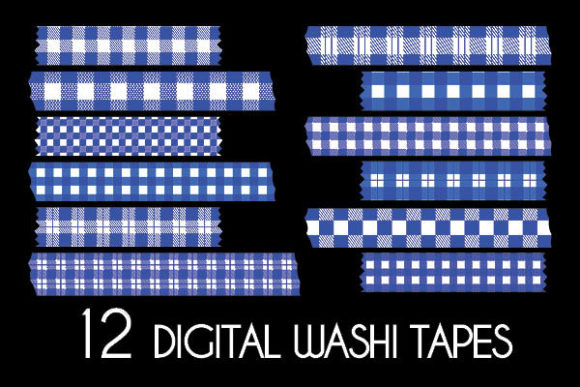 Blue Buffalo Plaid Washi Tapes: 12 Versatile Blue Plaid Patterns for Everyday Creativity