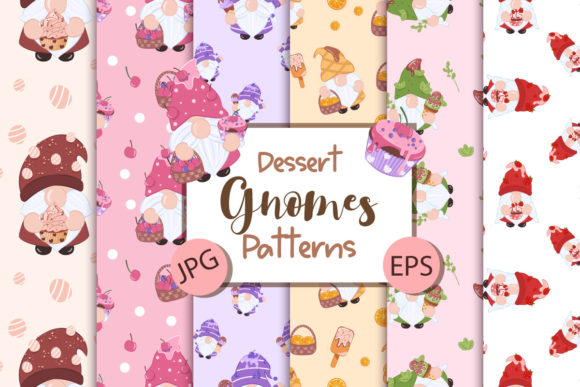 Dessert Gnomes Seamless Patterns
