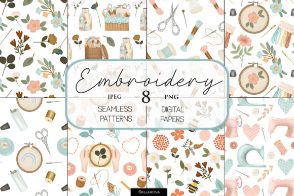 Embroidery Seamless Patterns: Versatile Digital Assets for Creative Production and Commercial Design
