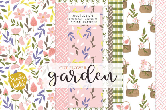 Garden Cut Flower Seamless Patterns: Hand-Drawn Charm, Ready for Your Creative Projects