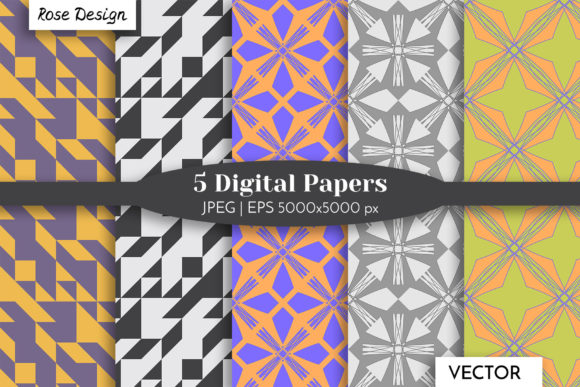 Geometric Seamless Patterns Set Vector