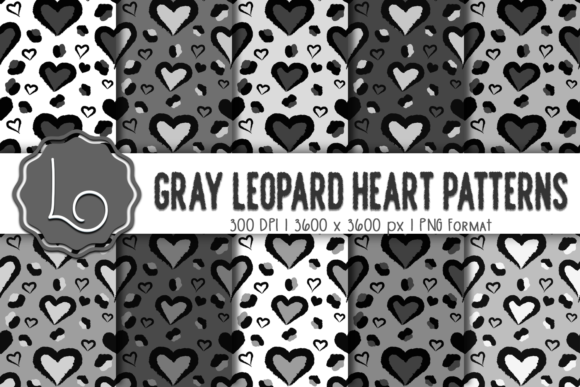 Gray Leopard Heart Patterns