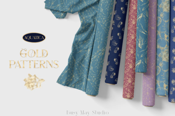Sea Ocean Seamless Patterns Gold PNG: Elevating Creative Projects with Timeless Underwater Elegance