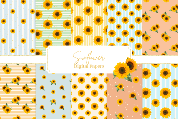 Summer Sunflower Patterns: Vibrant, Seamless Digital Papers for Creative Projects