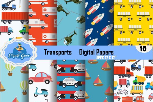 Transports Seamless Patterns for Creative Projects